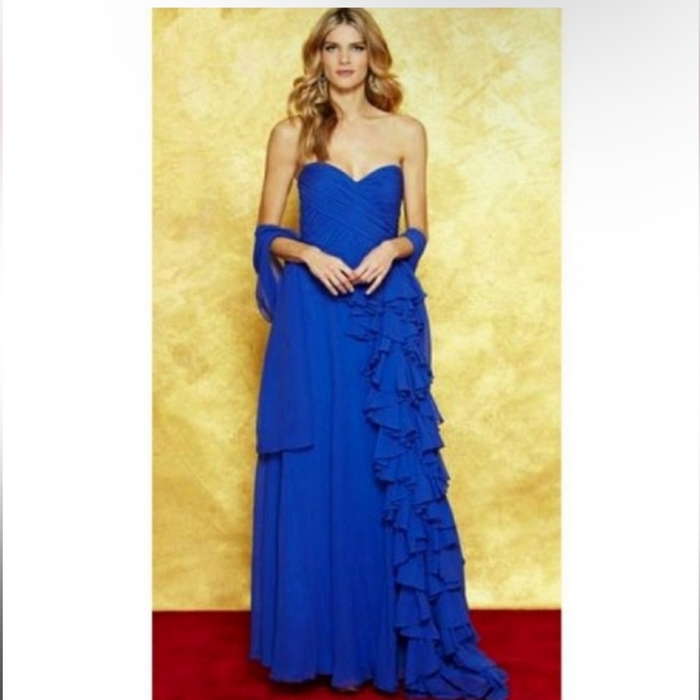 Mikael Aghal Strapless Origami Bodice Gown